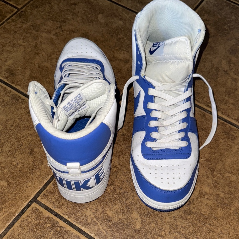 Nike Kids High-Top Sneakers in Blue and White